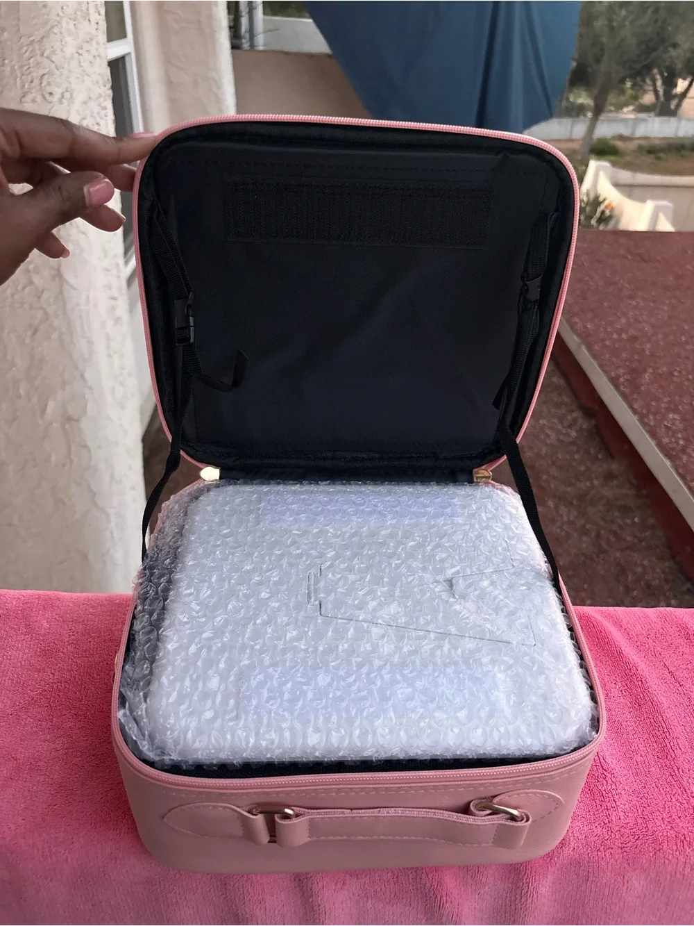Umitec Pink Makeup Bag LED Lighted Mirror Travel Cosmetic Organizer